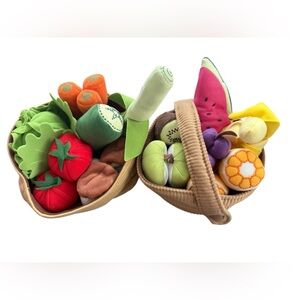Colorful Plush Fruit and Veggie Basket Set